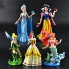 Disney Princess 10-13cm Ariel Belle Snow White Tinker Bell 5pcs/set Figure Doll