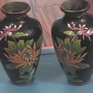 PAIR VINTAGE CLOISONNE VASES 7 3/4 INCHES TALL