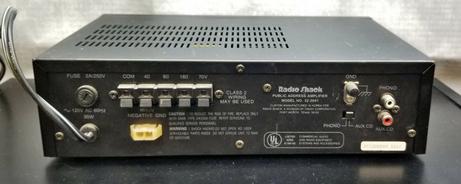 Radio Shack MPA31 P.A. Amplifier 120V/12V