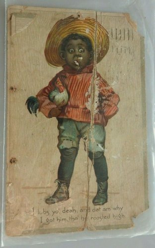 Tuck Valentine 108 Black Boy Racist  Undivided Back Postcard  posted 1906