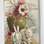 Easter Bunnies and Flowers Divided Back Postcard  Not Posted