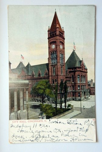 City Hall Cincinnati OH Undivided Back Postcard Posted