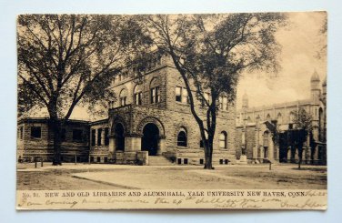 New and Old Libraries Yale New Haven CT Undivided Back Postcard  Posted 1905