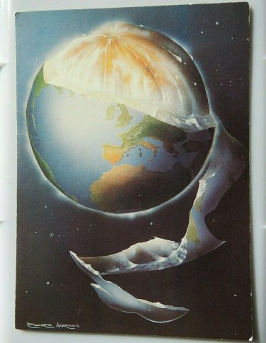 Peeled World Earth  from Space 4x6 Chrome Postcard  Posted 1984