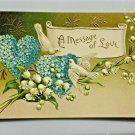 Message of Love Blue Hearts with Flowers Divided Back Postcard  Not Posted