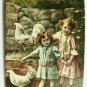 Joyful Easter Little Girls with Chickens Divided Back Postcard Not Posted