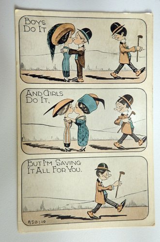 Boys Do It Girls Do It Comic Divided Back Postcard posted 1913