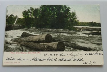 Wolf River Scene Shawano WI UNDB Postcard Posted 1907