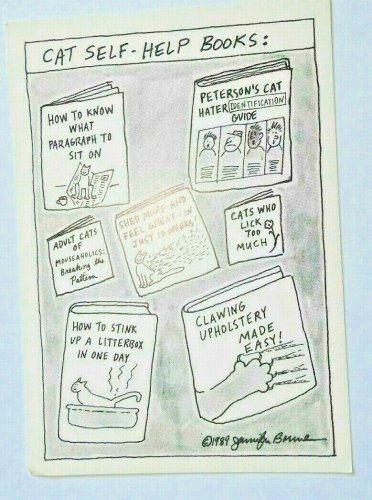 Comic Cat self-help books 4x6 Postcard  Not Posted