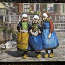 Girls in Wooden shoes Marken Holland Divided Back Postcard Not Posted