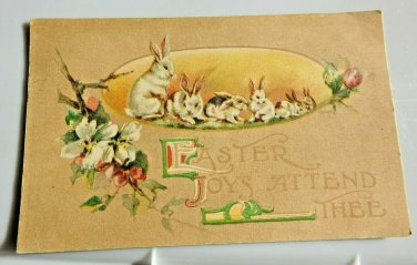 Easter Joys with Bunnies Divided Back Postcard Posted