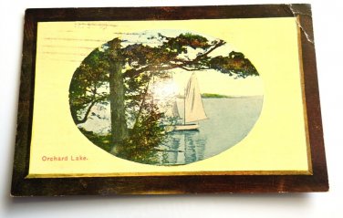 Vignette Orchard Lake MI sailboat Divided Back Posted 1910