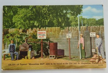 Typical Moonshine Still Old Jail St Augustine FL Linen Postcard Not Posted