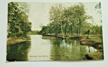 Viewing the River Wayauega WI Divided Back postcard Posted 1910