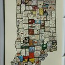 Map of Indiana in Heritage Quilts  4x6 Chrome Postcard  Not Posted