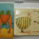 Lot of 2 4x6 Comic Postcards with Animals Chickens and Camel