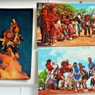 Lot of 4 Native Americans in Full Dress Vintage Chrome Postcards Not Posted