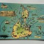 Map of Block Island RI Linen Postcard Not Posted