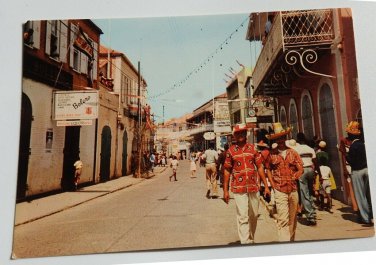 street scene st thomas us Virgin Islands Vintage Chrome Postcard  Posted