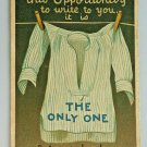 THE ONLY ONE Comic Shirt on the Line Divided Back Postcard  Posted 1911