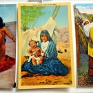 Lot of 2 Native American Women with their Children Linen Postcards Not Posted Lot of 2 Native American Women with their Children Linen Postcards Not Posted