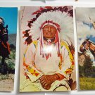 Lot of 3 Native American Chiefs in Full Dress Vintage Chrome Postcards Posted