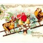 Easter charming scene with chicks on Ladder Divided Back Postcard Not Posted EX