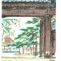 Kinkaku-ji Temple Main Gate Wood Block Print Postcard Not Posted EX