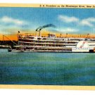 Steamboat S.S. President on the Mississippi River Linen Postcard Not Posted  EX