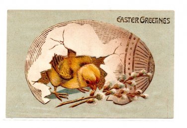 classic Easter scene w/a newly hatched Chick Divided Back Postcard Not Posted EX