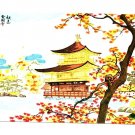 Kinkaku-ji Temple Golden Pavilion Wood Block Print Postcard  Posted 1977 EX