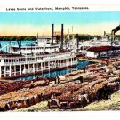 Levee Scene and Waterfront Memphis TN White Border Postcard Not Posted  EX