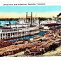 Levee Scene and Waterfront Memphis TN White Border Postcard Not Posted  EX