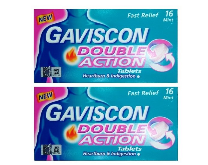 GAVISCON DOUBLE ACTION TABLETS 16's MINT HEARTBURN & INDIGESTION