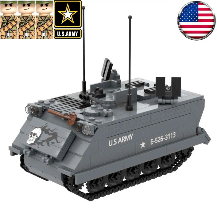 US Military M8 Light Wheeled Armoured Car Building Blocks War Compatible with Lego