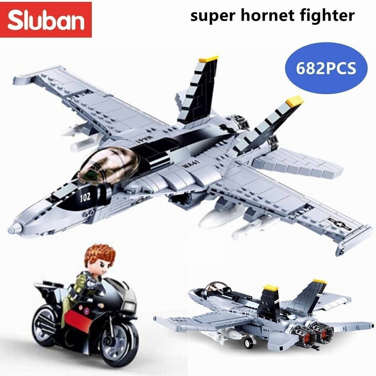 Building Blocks Military MOC F18 Fighter Jet Aircraft Bricks Compatible with Lego
