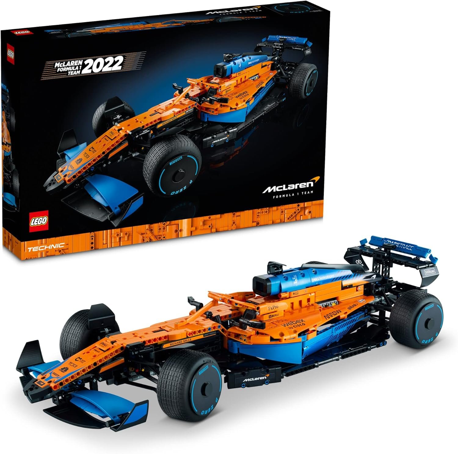 LEGO 42141 Technic McLaren Formula 1 2022 Replica Race Car Model Building Kit, F1 Motor Sport