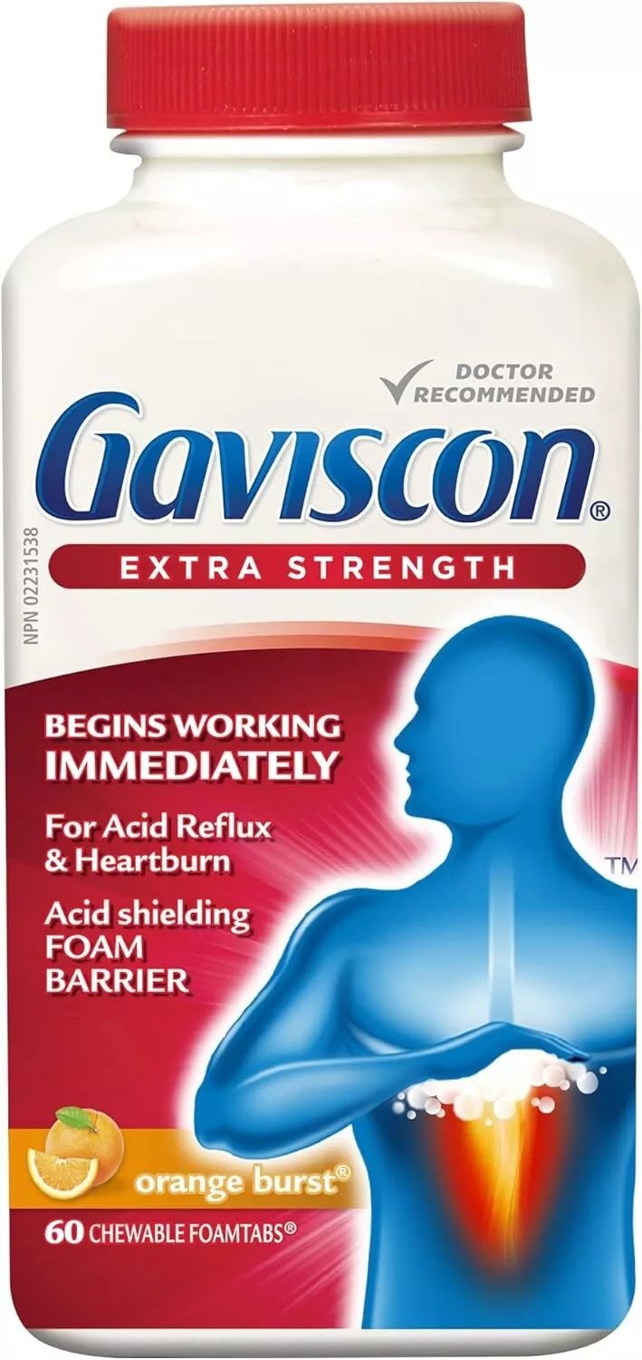GAVISCON Extra Strength Orange Burst, 60 Chewable FoamTabs Long Expiry 08/2025