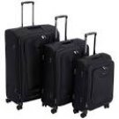 AmazonBasics 3 Piece Softside Carry-On Spinner Luggage Suitcase Set - Black
