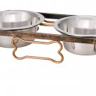 Loving Pets Black Label Collection Rustic Bone Diner for Dogs, Aged Copper