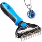 Pet Grooming Tool - 2 Sided Undercoat Rake for Cats & Dogs - Safe Dematting Comb for Easy Mats