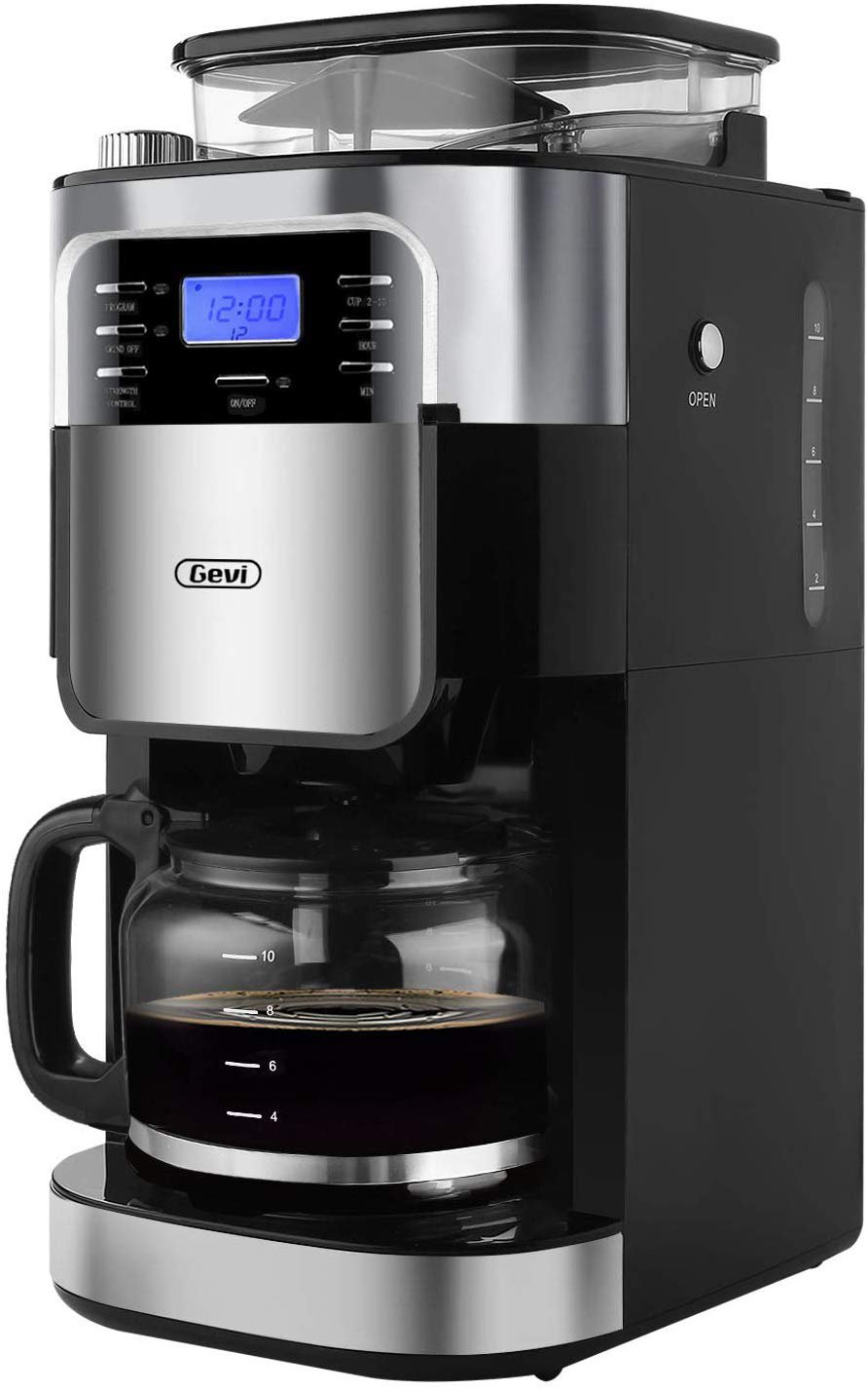 Grind and Brew Automatic Coffee maker Gevi 10 Cup Digital Programmable