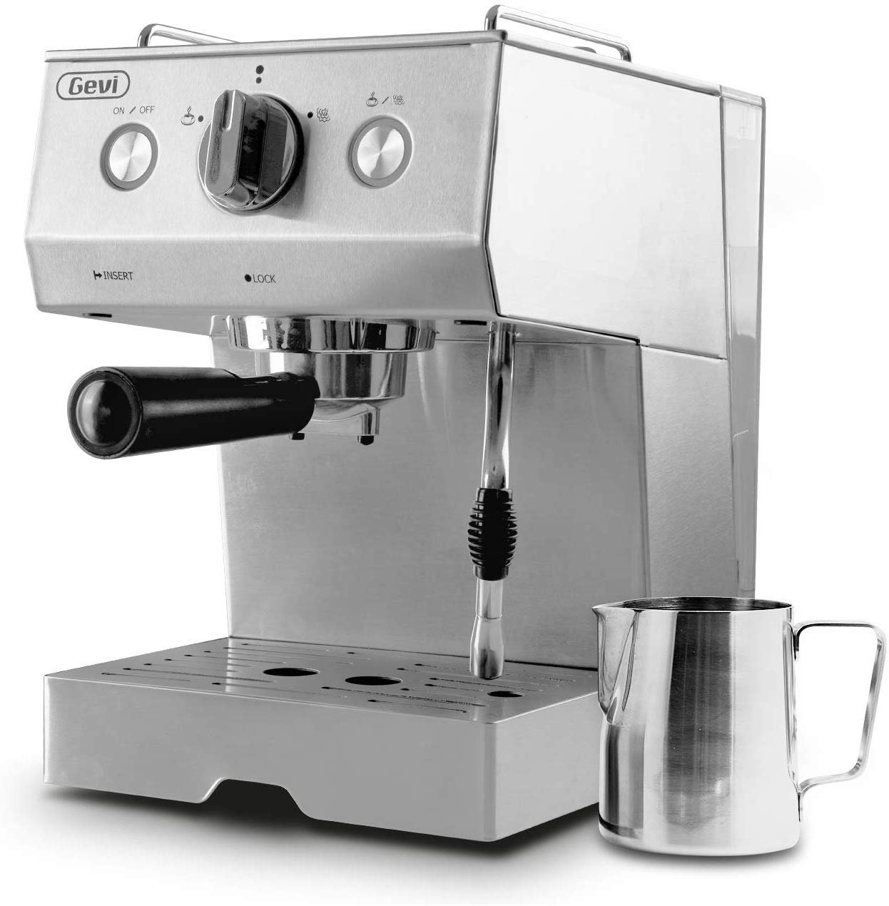 Espresso Machine Coffee Machine 15 Bar Stainless Steel Coffee Brewer with Milk Frother Wand