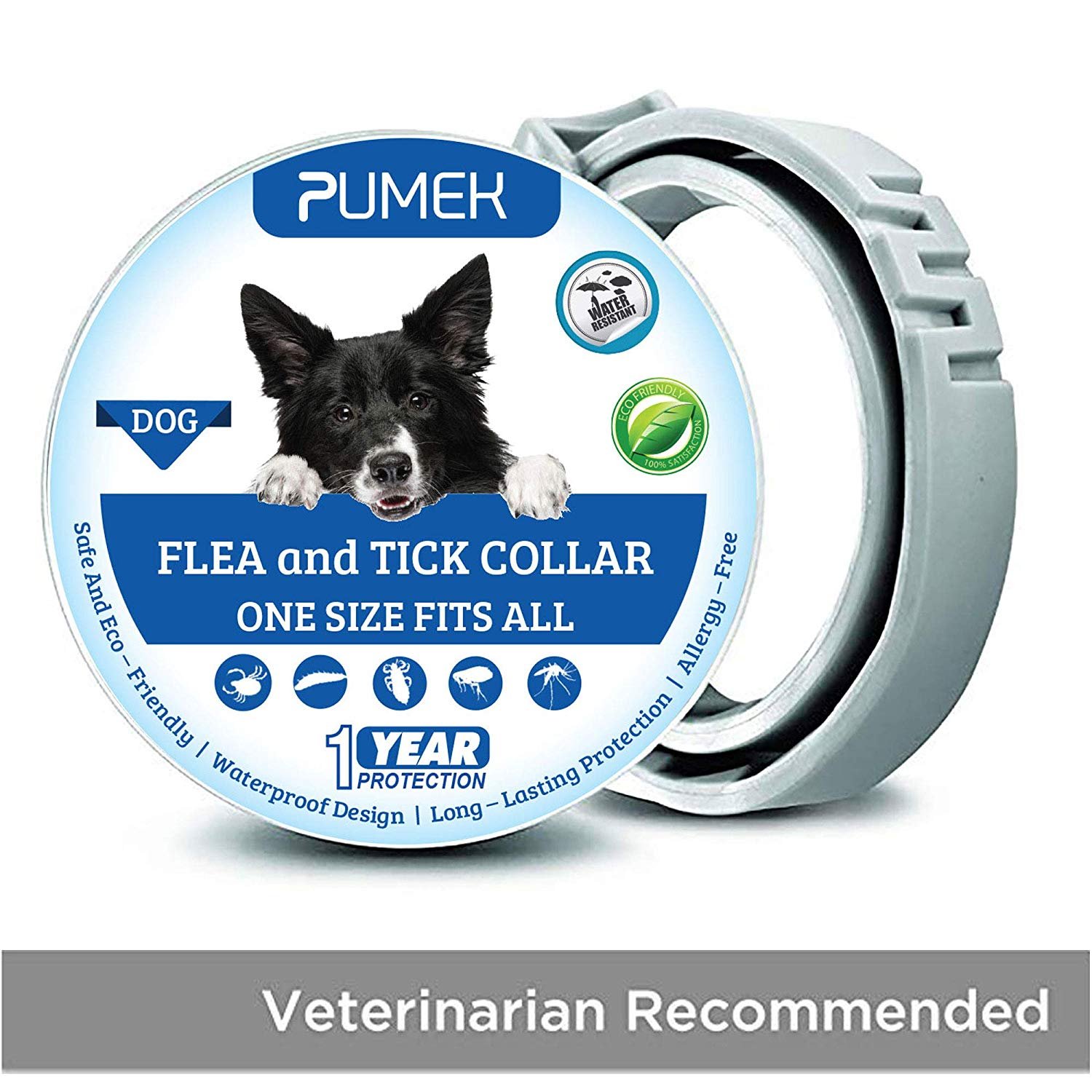 PUMEK Dogs Flea and Tick Collar - Flea and Tick Prevention for Dogs Up to 1 Year
