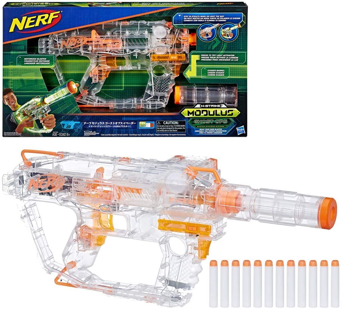 Evader Modulus Nerf Motorized Light-Up Toy laster Includes 12 Official Nerf Darts