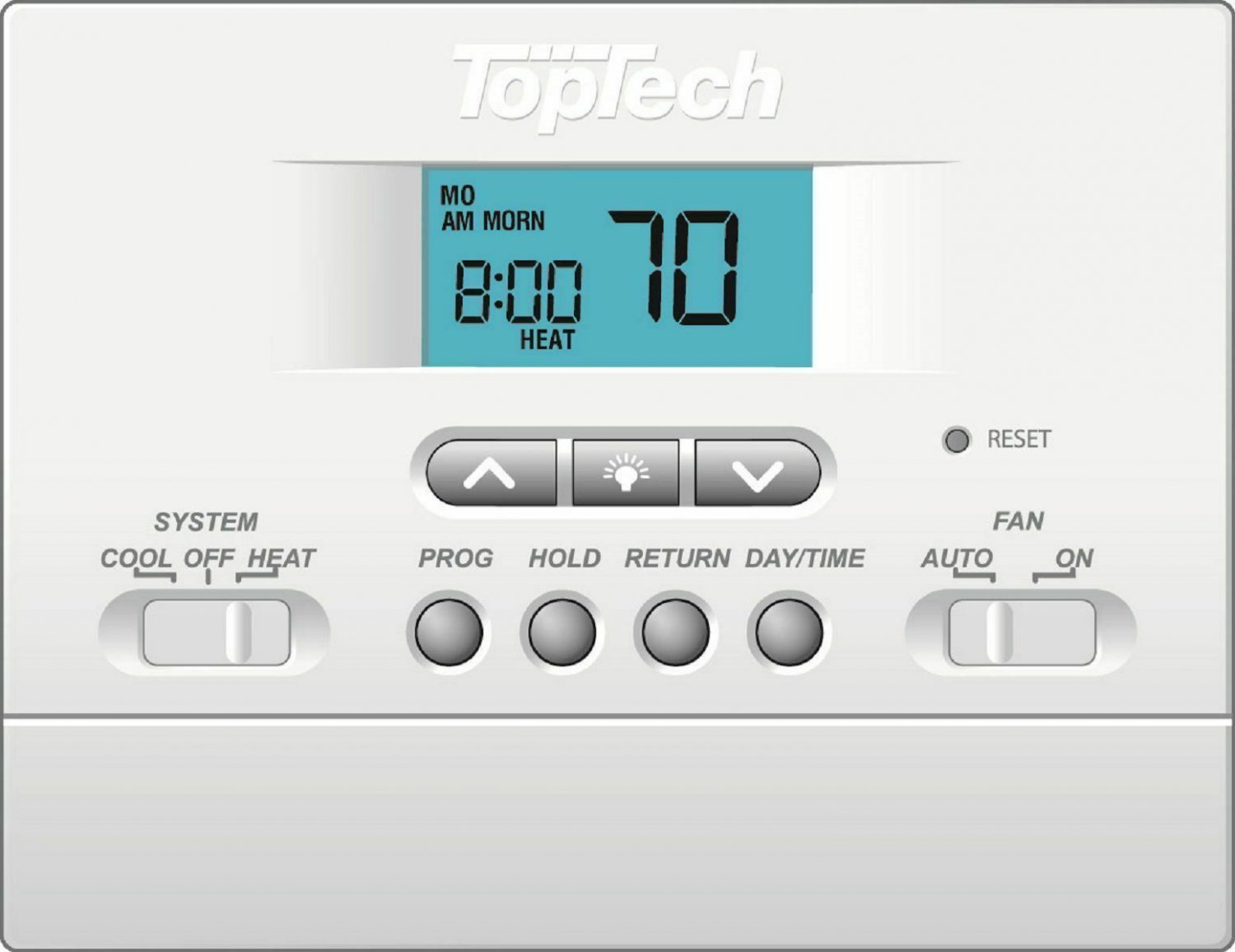 TopTech - TT-P-411 5-2 Day Programmable Thermostat 1 Heat/1 Cool