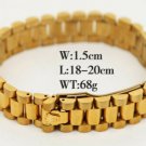 Mens classic titanium crown watch band wristlet gold yellow bracelet 15mm