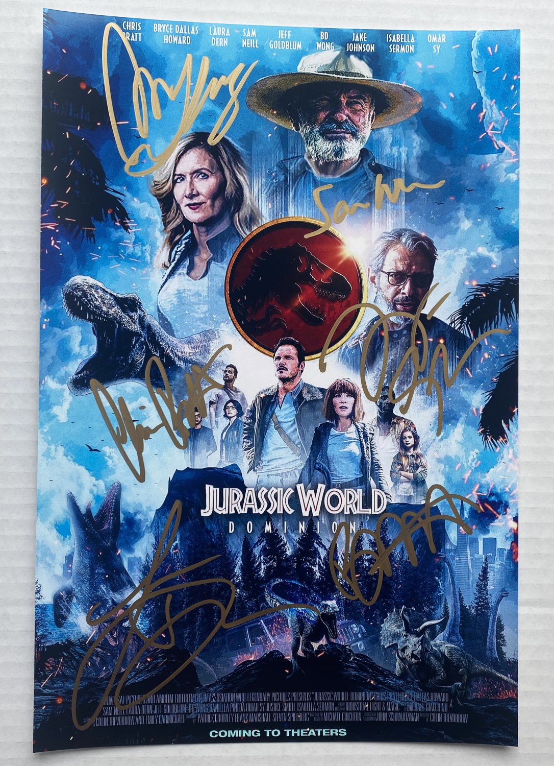 Jurassic World Dominion cast signed autographed 8x12 photo Sam Neill Chris Pratt photograph