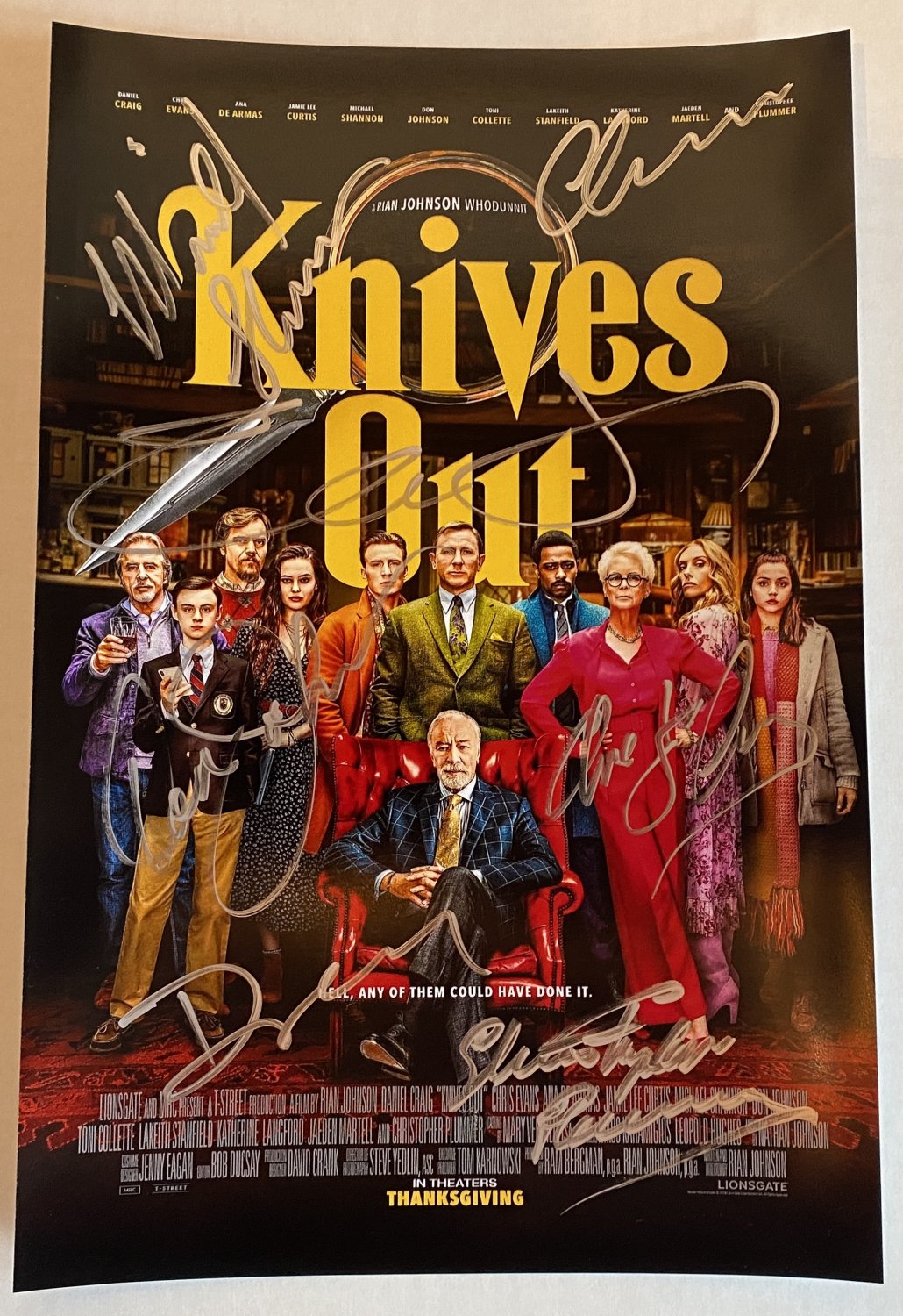 Knives Out cast signed autographed 8x12 photo Christopher Plummer Jamie