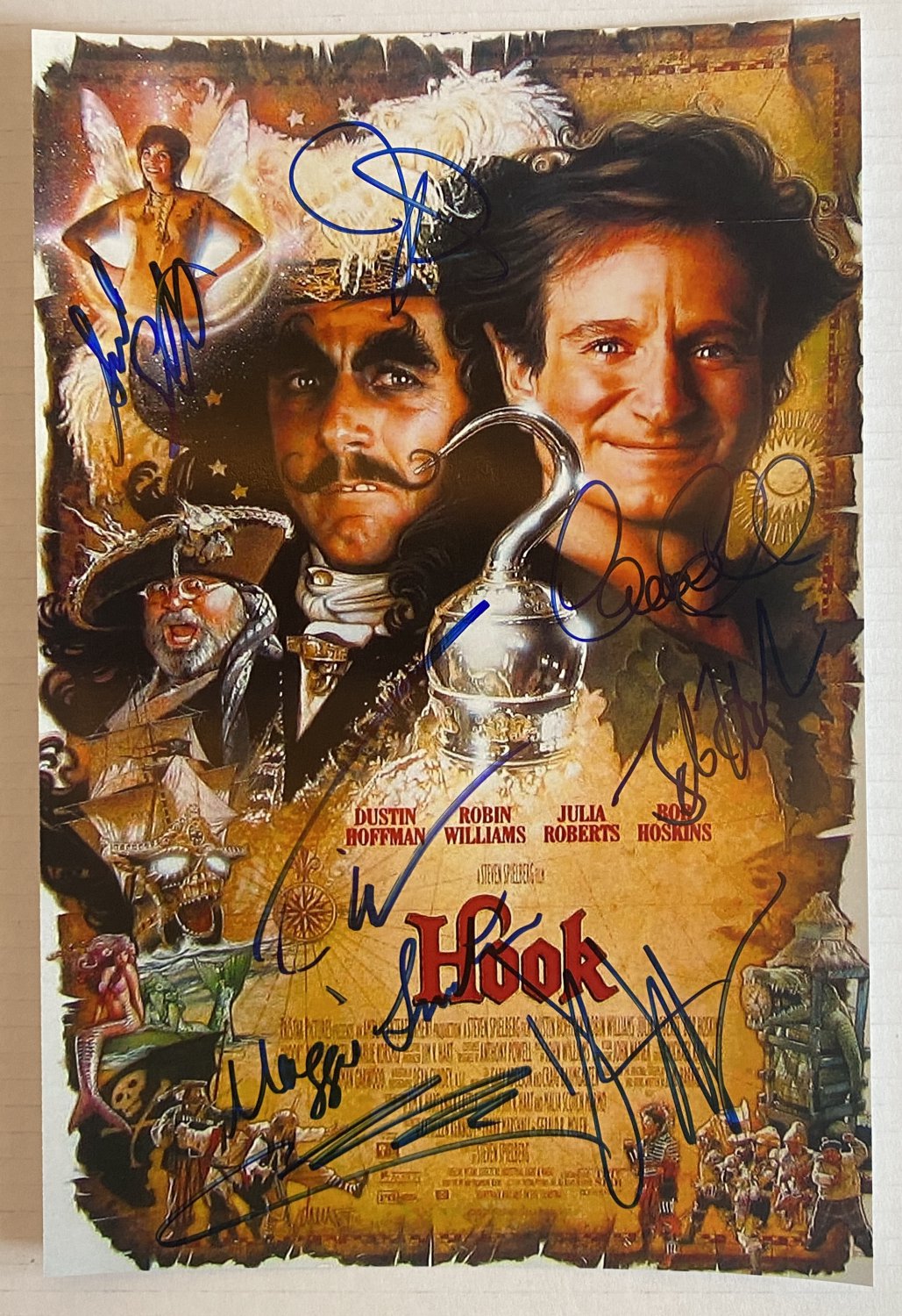 HOOK cast signed autographed 8x12 photo Robin Williams Dustin Hoffman photograph